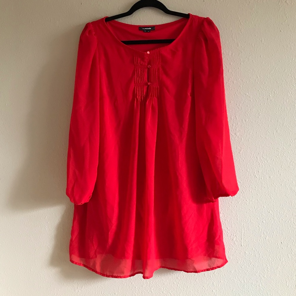 My Michelle Red Chiffon Shift Dress